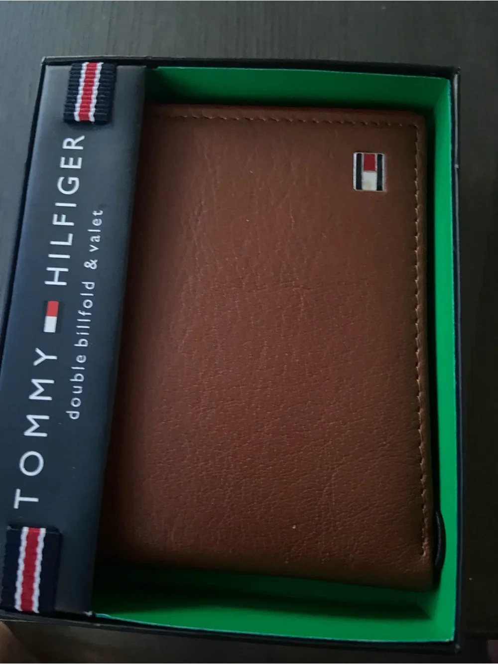 Tommy Hilfiger Brown Leather Double Billfold Wallet